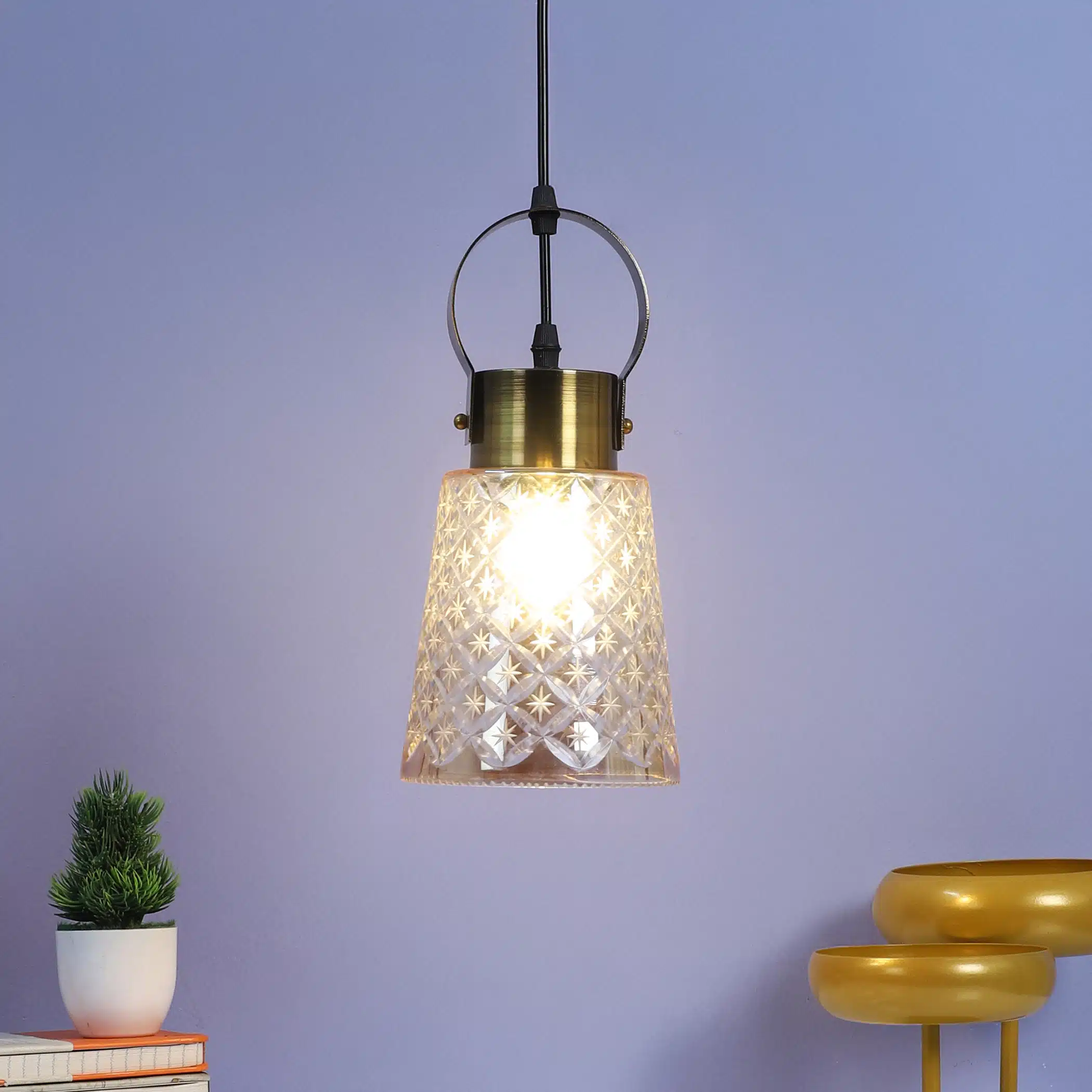 Starlight Crystal Pendant Lamp - Diamond-Cut Glass Ceiling Light - Image 2