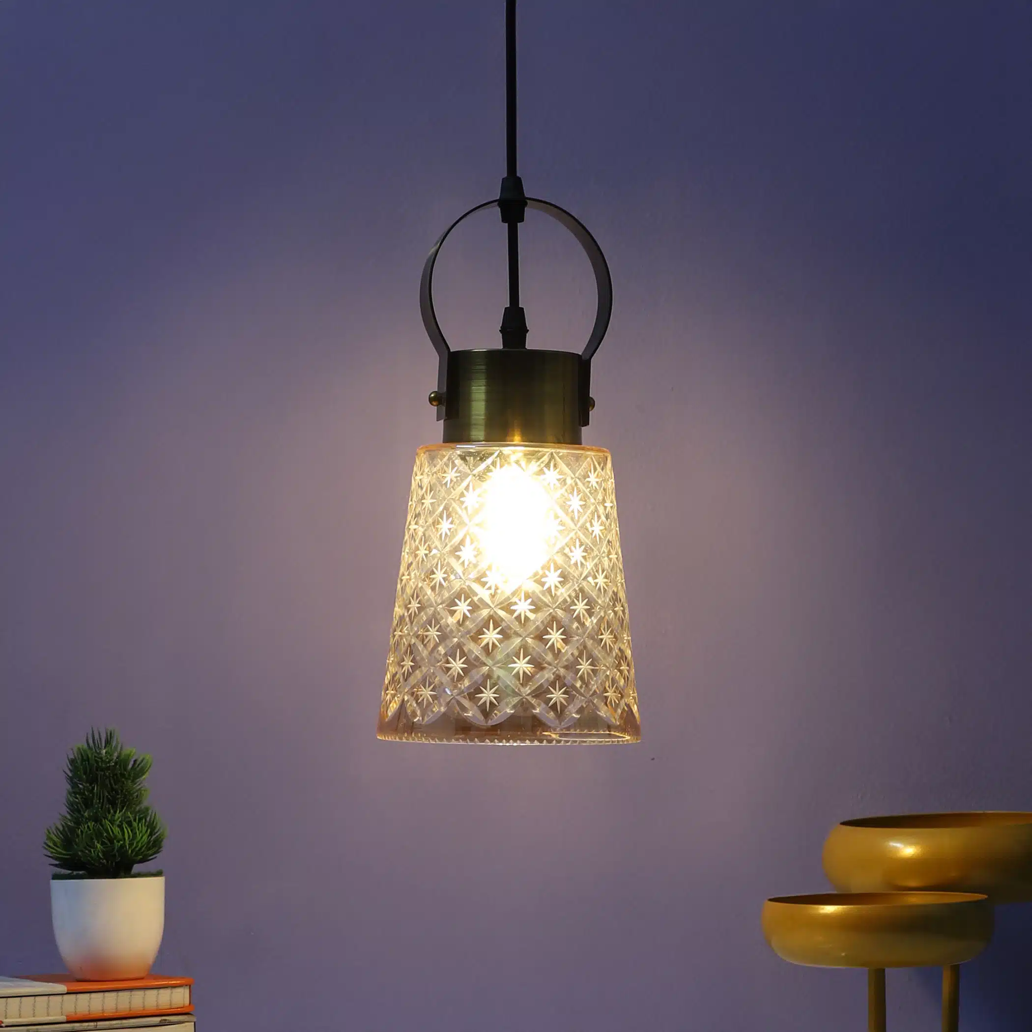 Starlight Crystal Pendant Lamp - Diamond-Cut Glass Ceiling Light - Image 3