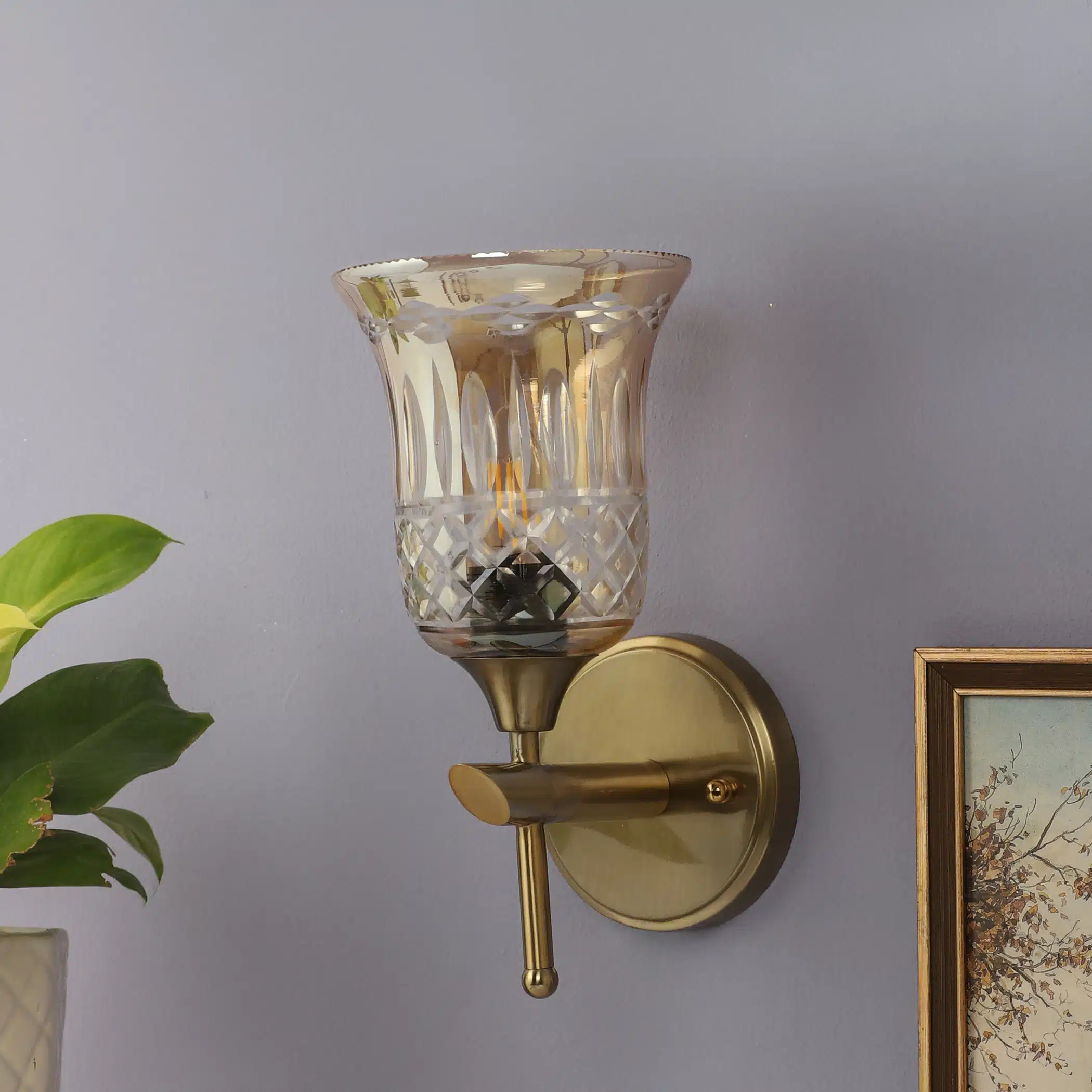 Crystal Chalice Wall Sconce - Cut Glass Wall Light for Living Rooms