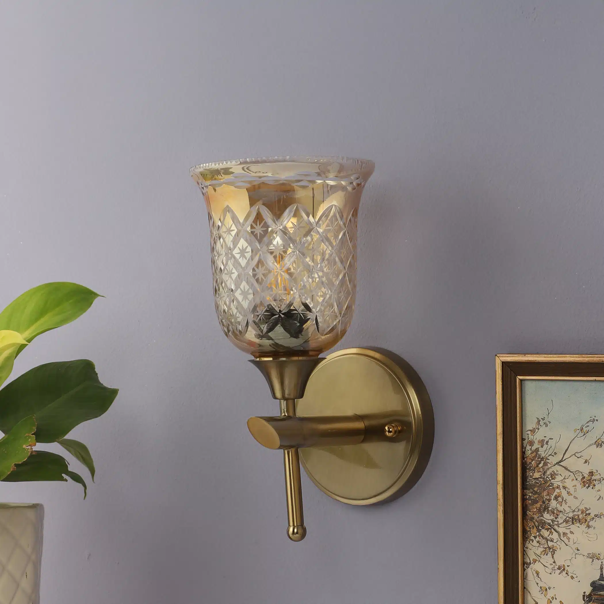 Crystal Tulip Wall Sconce - Decorative Cut Glass Wall Light for Home - Image 2