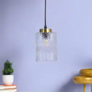 Crystal Harmony Pendant Lamp - Textured Glass Cylinder Ceiling Light