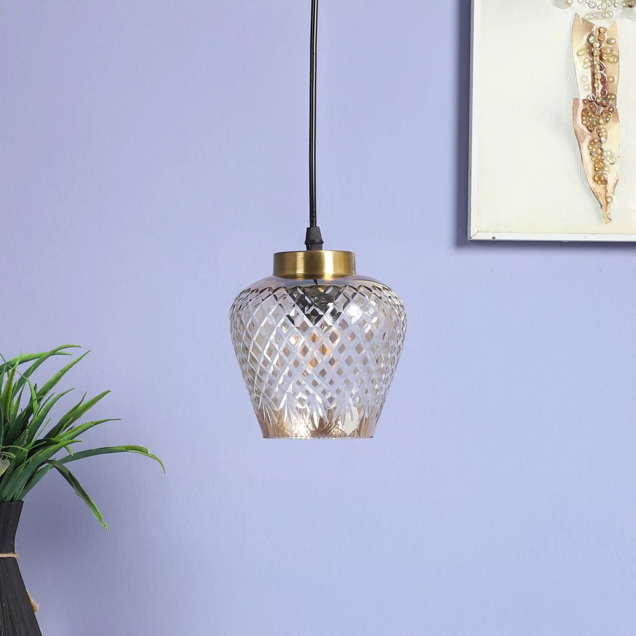 Crystal Pearl Pendant Lamp - Diamond-Cut Glass Hanging Light