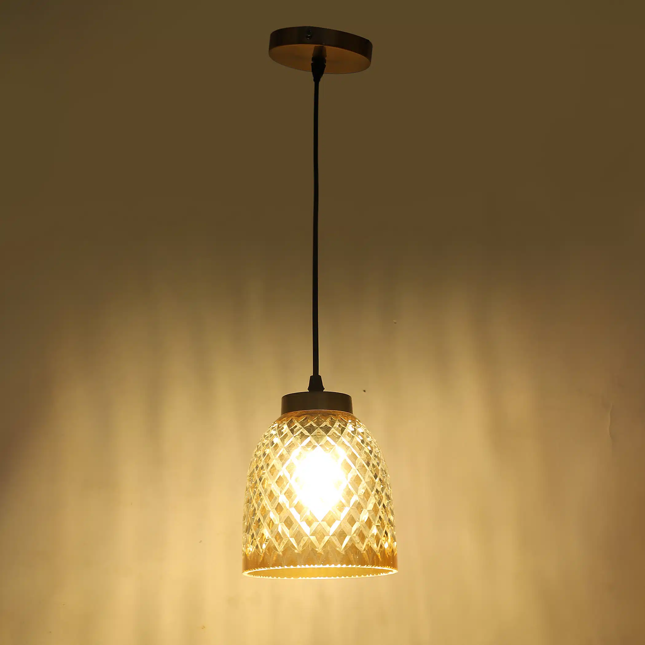 Crystal Pearl Pendant Lamp - Diamond-Cut Glass Hanging Light - Image 2