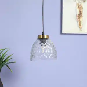 Crystal Dome Pendant Lamp - Faceted Glass Hanging Ceiling Light