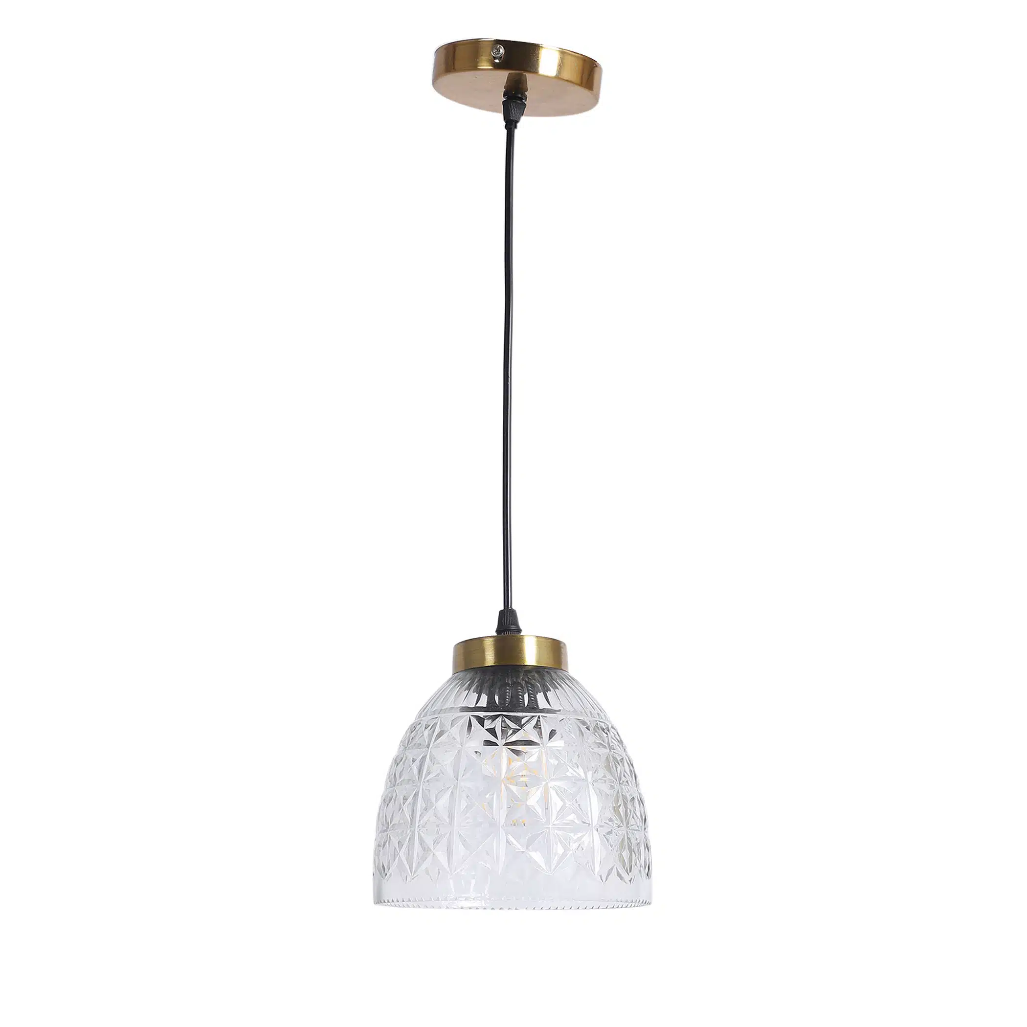 Crystal Dome Pendant Lamp - Faceted Glass Hanging Ceiling Light - Image 6