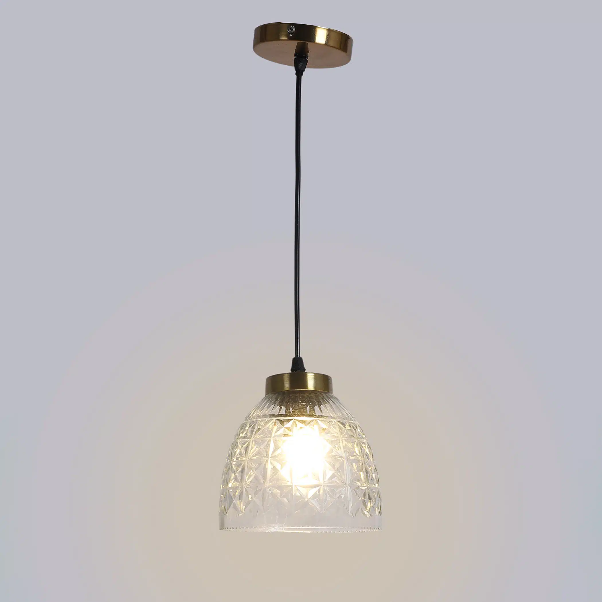 Crystal Dome Pendant Lamp - Faceted Glass Hanging Ceiling Light - Image 7