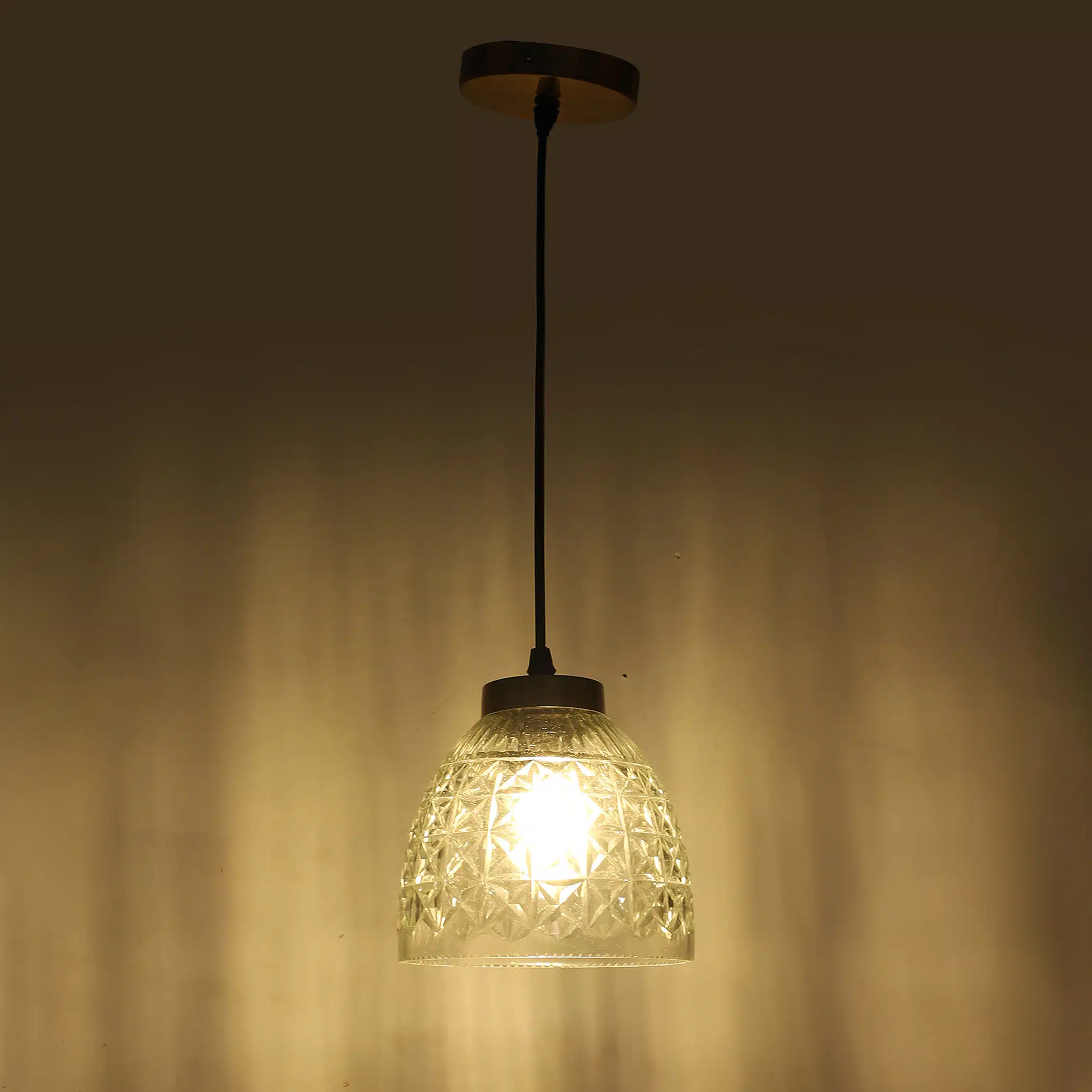 Crystal Dome Pendant Lamp - Faceted Glass Hanging Ceiling Light - Image 2