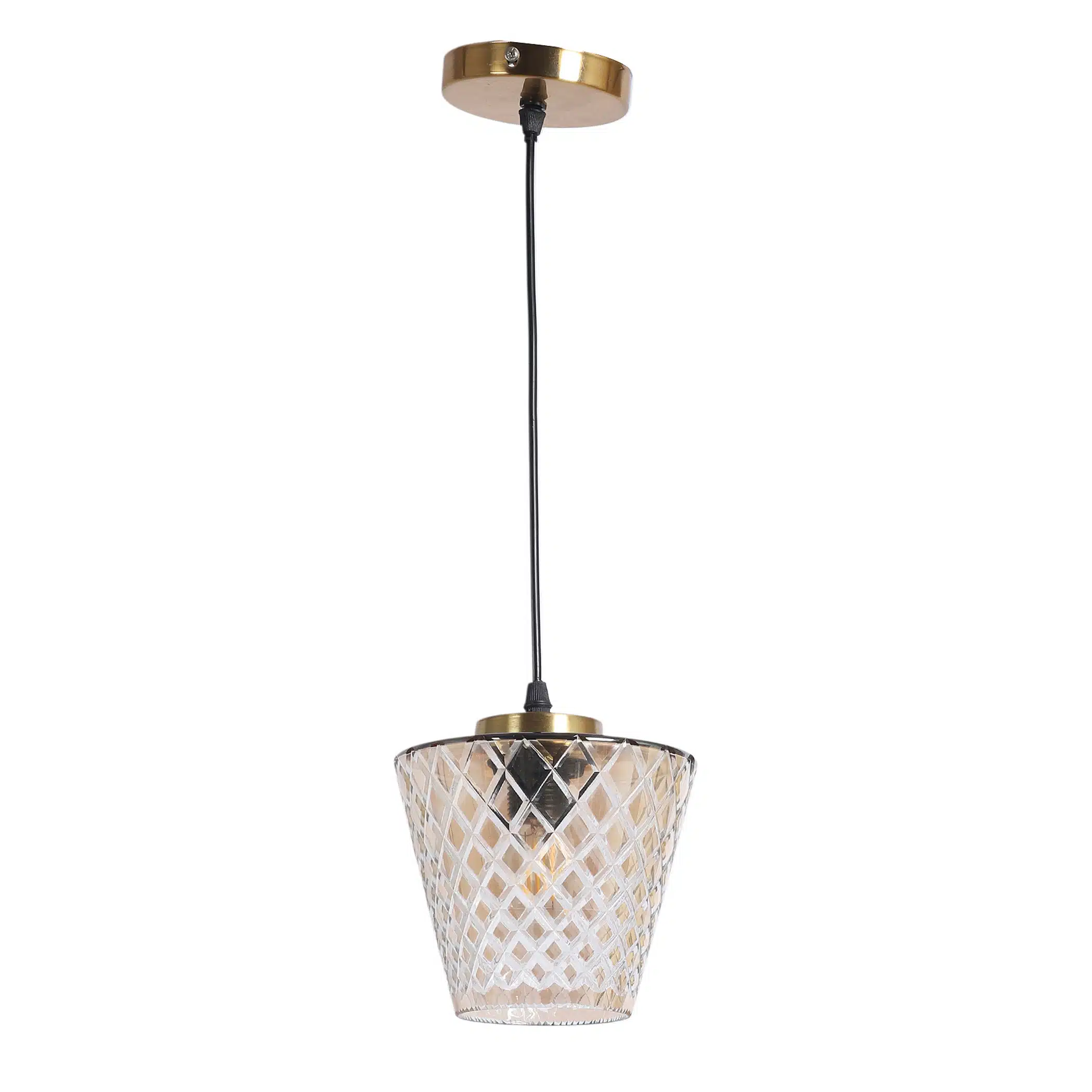 Crystal Cone Pendant Lamp - Diamond-Cut Glass Ceiling Light - Image 5