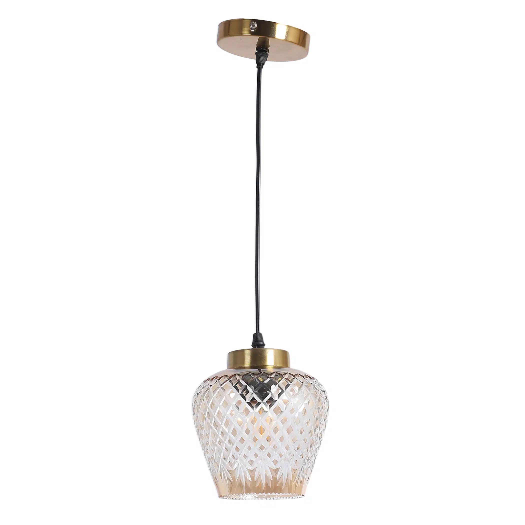 Diamond Dome Pendant Lamp - Diamond-Cut Crystal Ceiling Light - Image 5