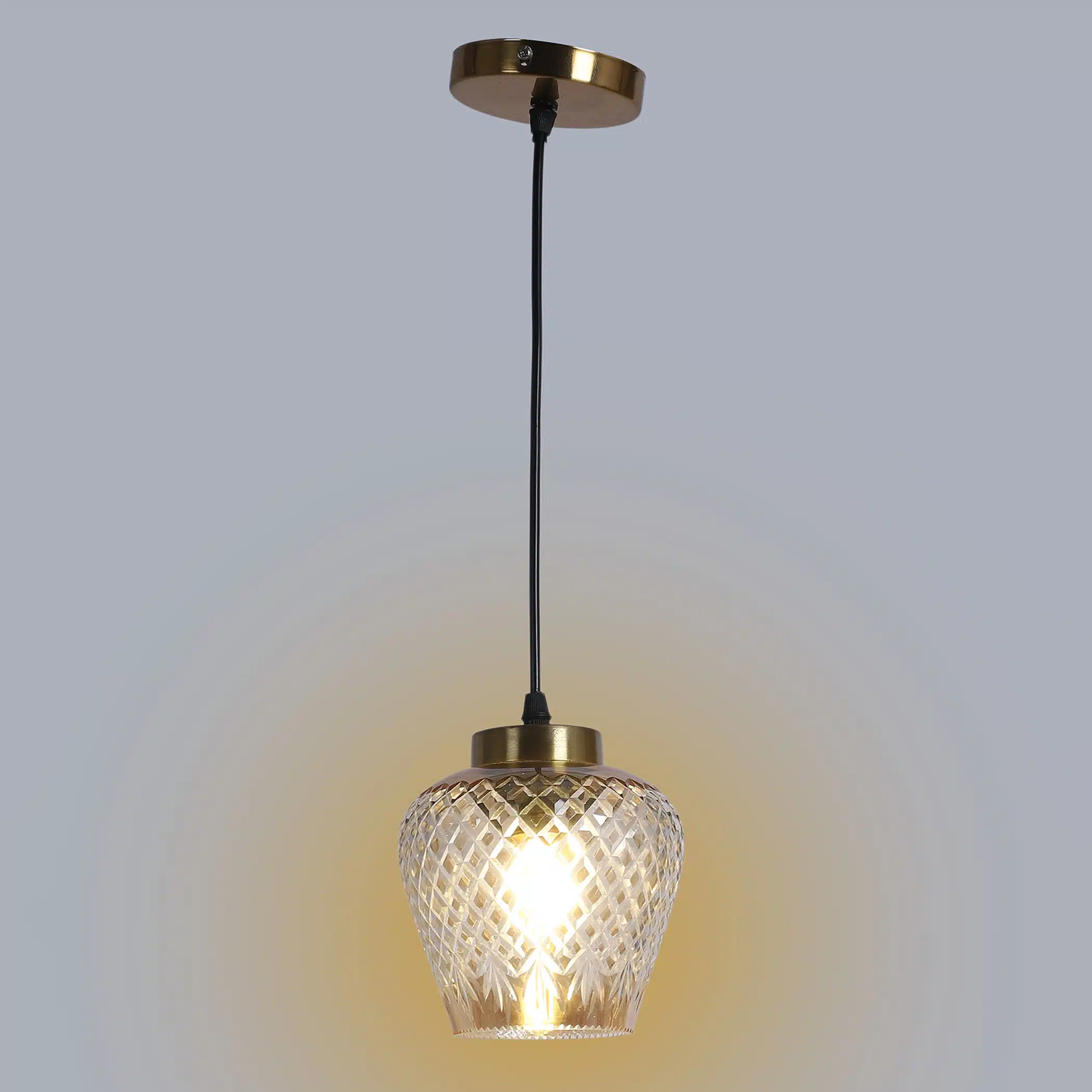 Diamond Dome Pendant Lamp - Diamond-Cut Crystal Ceiling Light - Image 6
