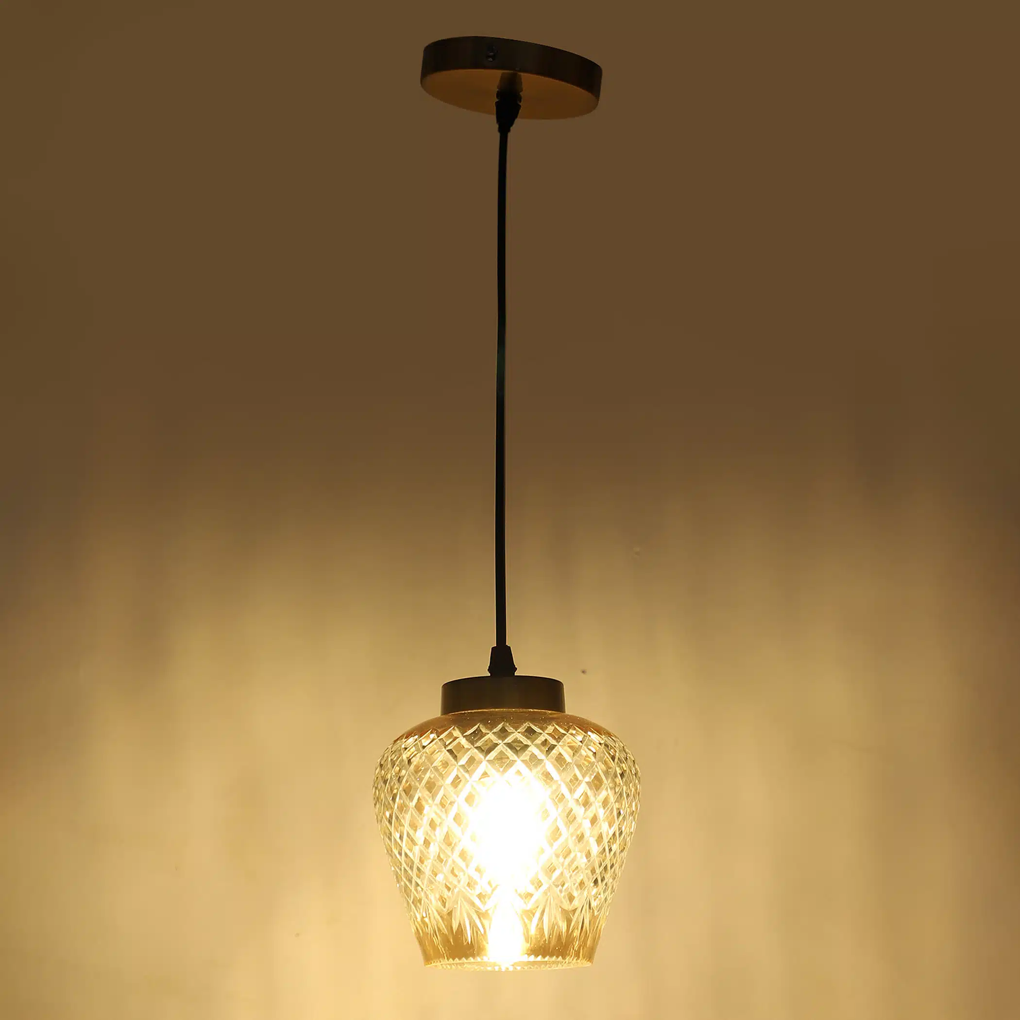 Diamond Dome Pendant Lamp - Diamond-Cut Crystal Ceiling Light - Image 7