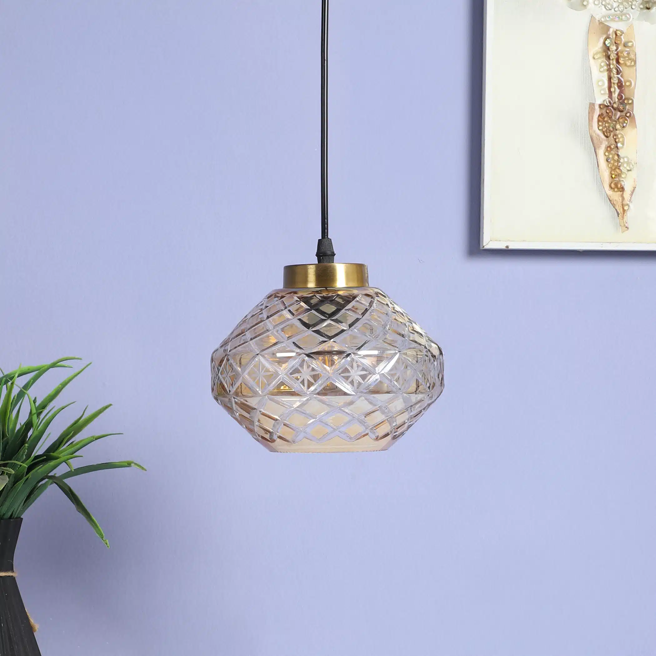 Crystal Orbit Pendant Lamp - Diamond-Cut Glass Hanging Light