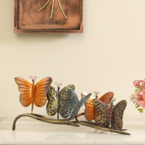 Metal Bunch Butterfly T-light Showpiece Candle Holder Home Decor