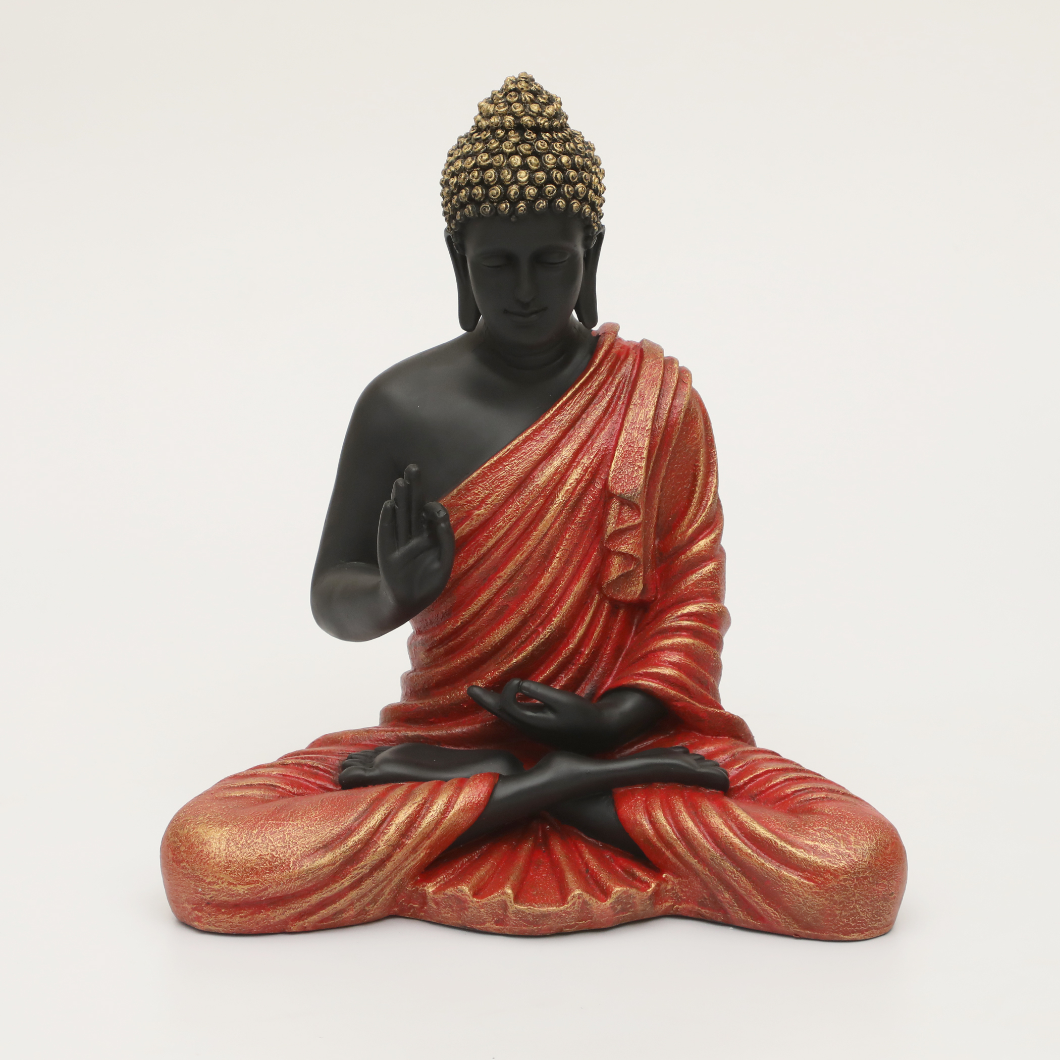 Polyresin Ory Buddha God Idol Showpiece Figurine Table Decor (Red & Black) - Image 3