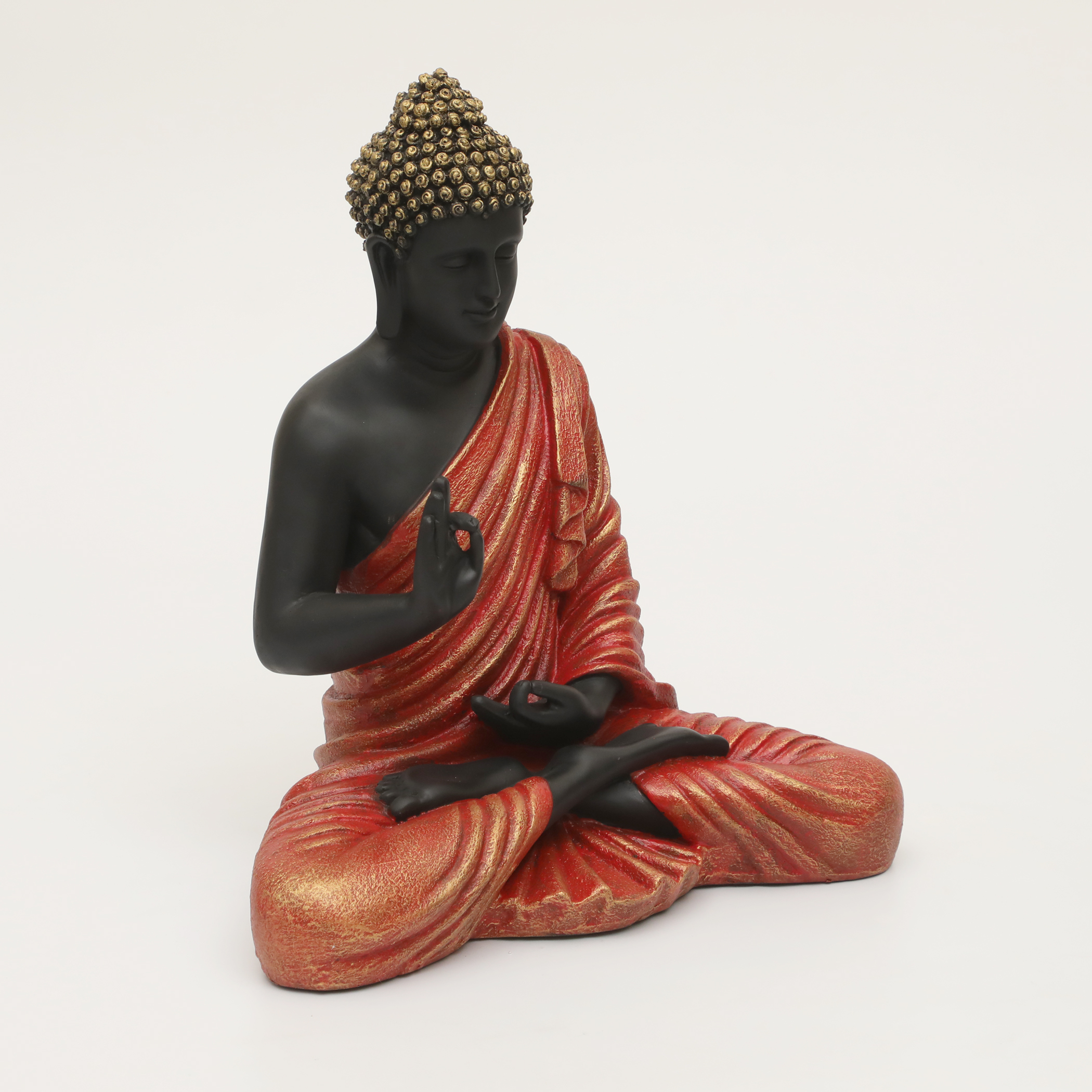 Polyresin Ory Buddha God Idol Showpiece Figurine Table Decor (Red & Black) - Image 4