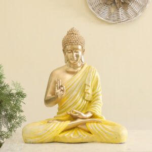 Polyresin Ory Buddha God Idol Showpiece Figurine Table Decor (Yellow & Gold)