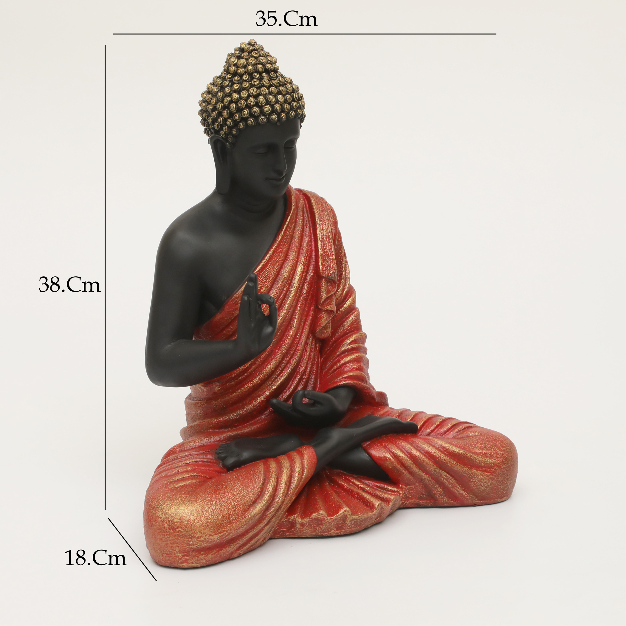 Polyresin Ory Buddha God Idol Showpiece Figurine Table Decor (Red & Black) - Image 2