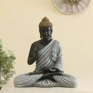 Buddha Showpiece - Ory Grey Black Polyresin Idol Table Decor
