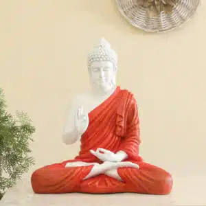Ory Buddha Idol - White Reddish Polyresin Statue Table Decor