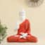 Ory Buddha Idol - White Reddish Polyresin Statue Table Decor