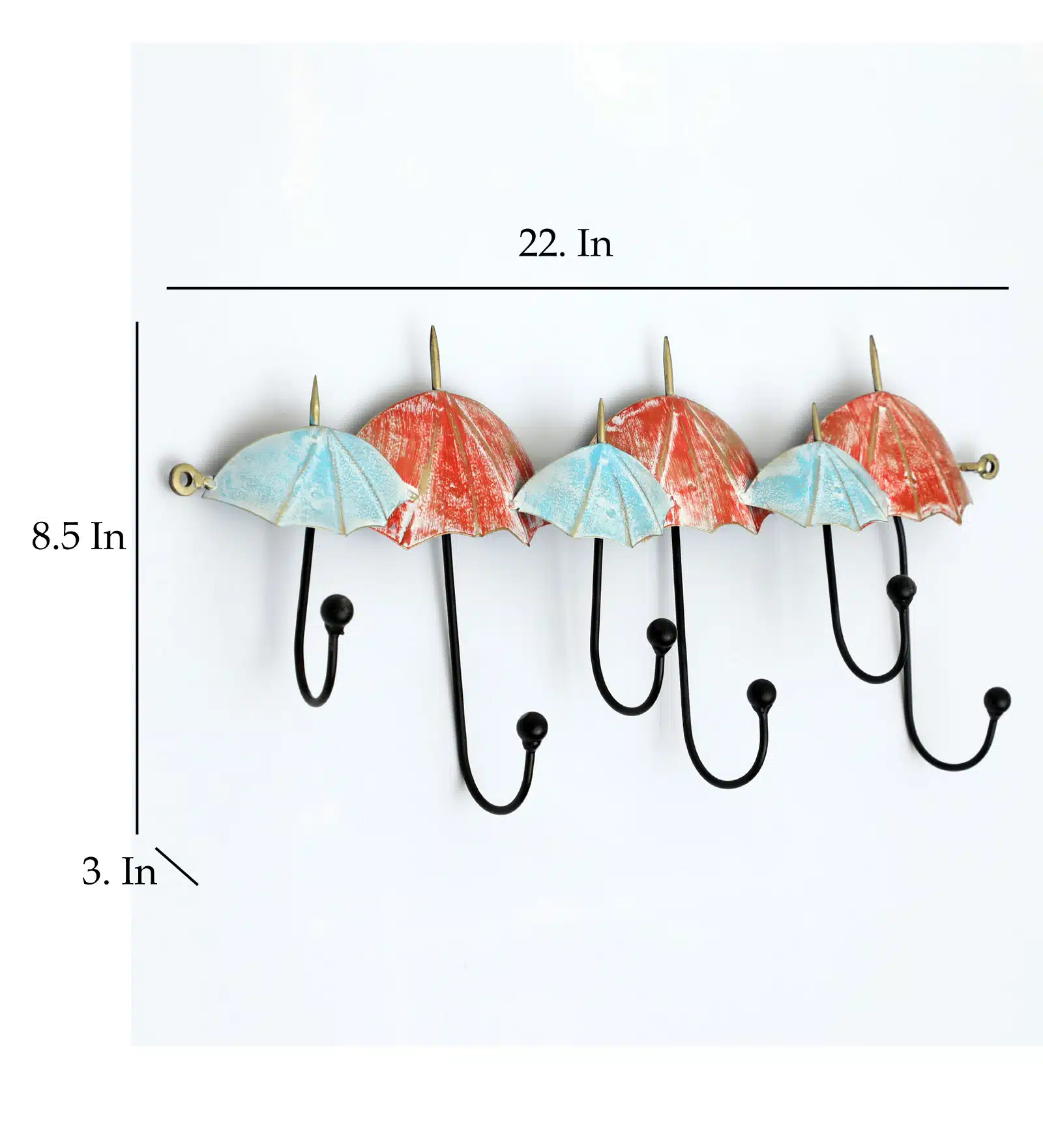 Umbrella Metal Wall Hooks for Keys | 6-Hook Holder - Image 2