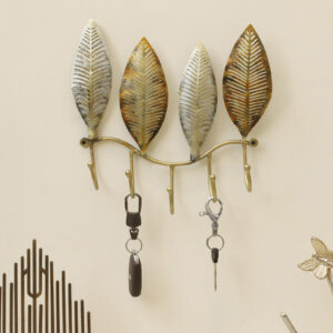 Four Ginko Metal Wall Hooks for Keys | 5-Hook Holder