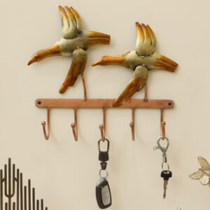 Two Birds Metal Wall Hooks for Keys | 5-Hook Holder