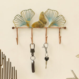 Theo Leaf Metal Wall Hooks for Keys | 4-Hook Holder