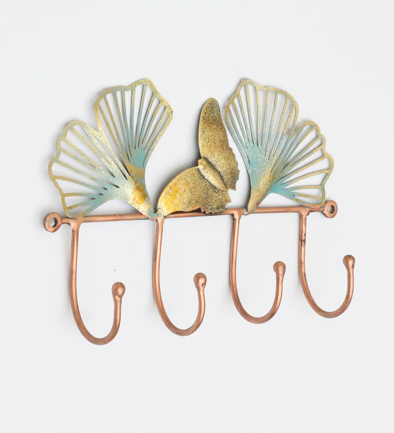 Leaf Key Holder for Wall - Theo Metal 4-Hook Key Hanger Rack - Image 6