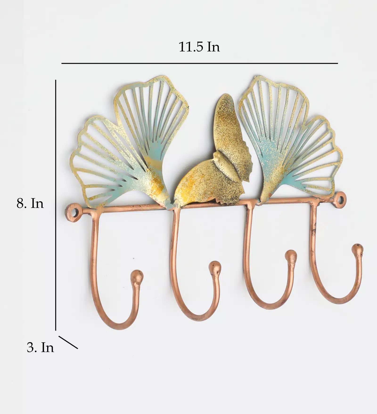 Leaf Key Holder for Wall - Theo Metal 4-Hook Key Hanger Rack - Image 7