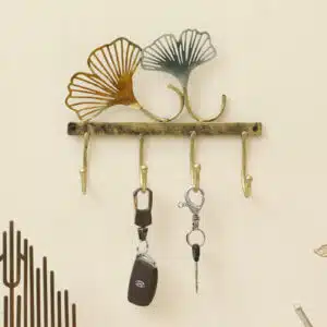 Metal Key Holder for Wall - Ace Ginko 4-Hook Leaf Wall Hooks