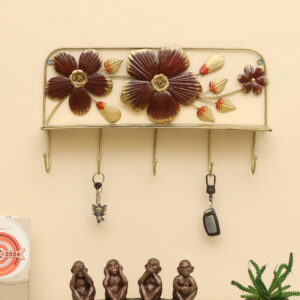 Jiro Flower Metal Wall Hooks for Keys | 5-Hook Holder