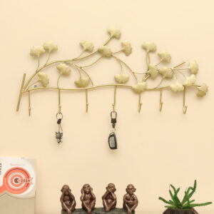 Urvi Ginko Metal Wall Hooks for Keys | 7-Hook Holder