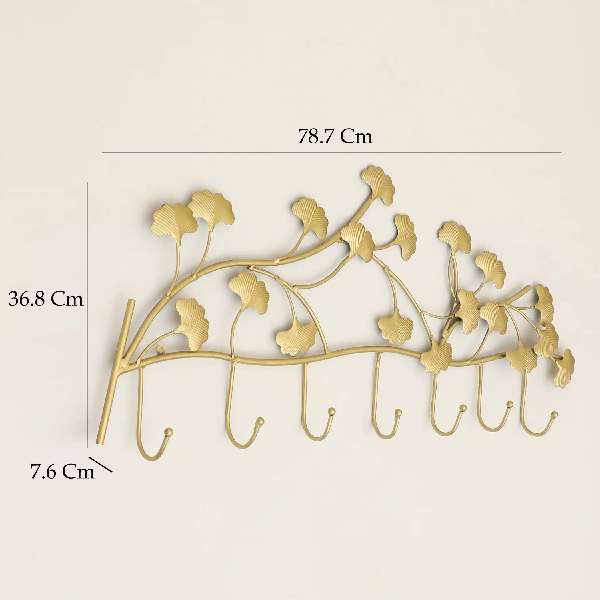 Urvi Ginko Metal Wall Hooks for Keys | 7-Hook Holder - Image 2