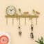 Singing Bird Tree Key Holder Wall Clock with six hooks for entryway wall organization
