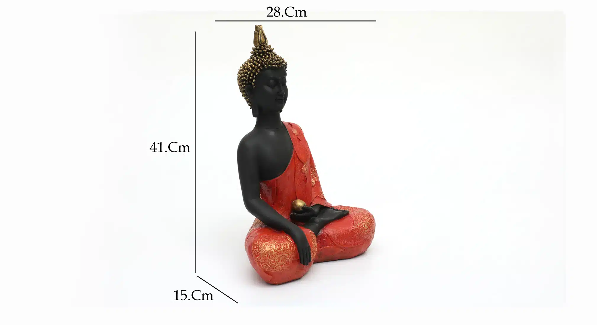 Laddu Buddha Idol - Red Black Polyresin Showpiece Table Decor - Image 2