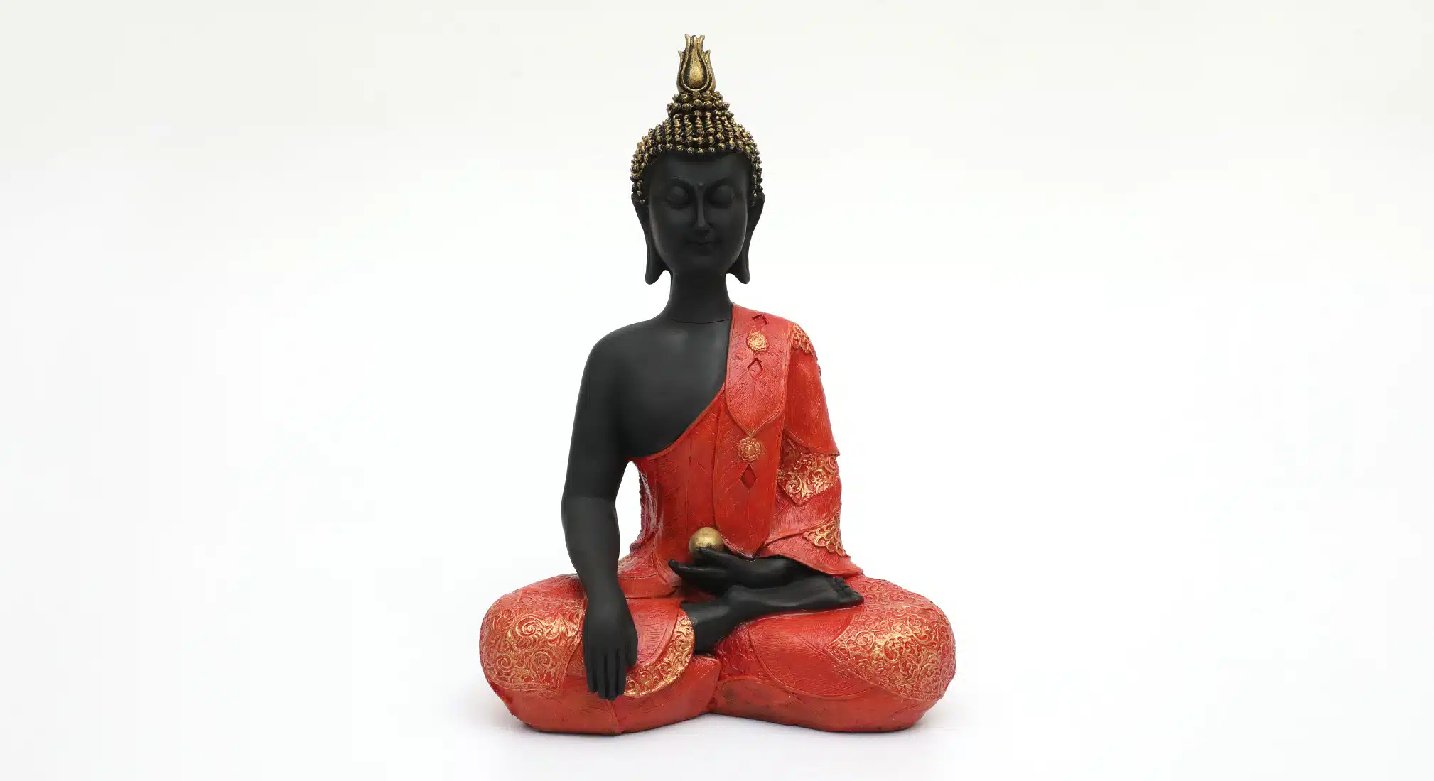 Laddu Buddha Idol - Red Black Polyresin Showpiece Table Decor - Image 3