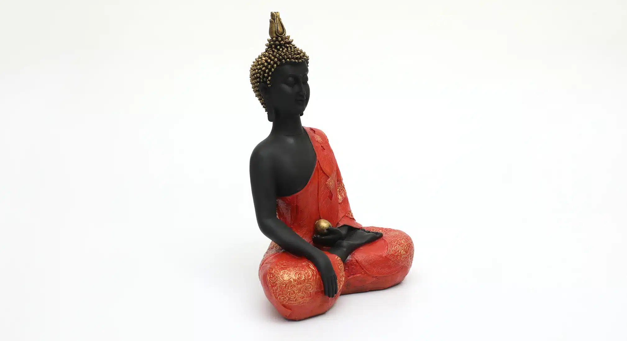 Laddu Buddha Idol - Red Black Polyresin Showpiece Table Decor - Image 4
