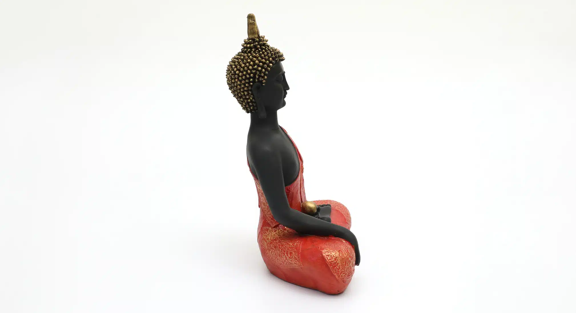 Laddu Buddha Idol - Red Black Polyresin Showpiece Table Decor - Image 5