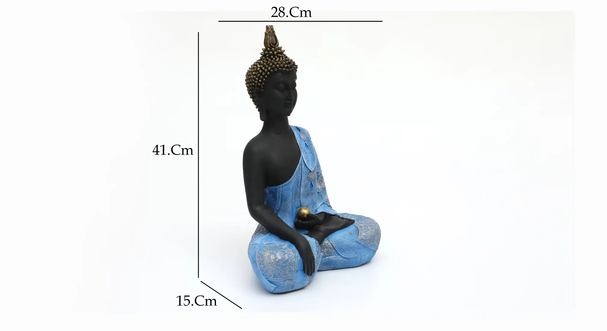 Laddu Buddha Statue - Blue Black Polyresin Figurine Decor - Image 2