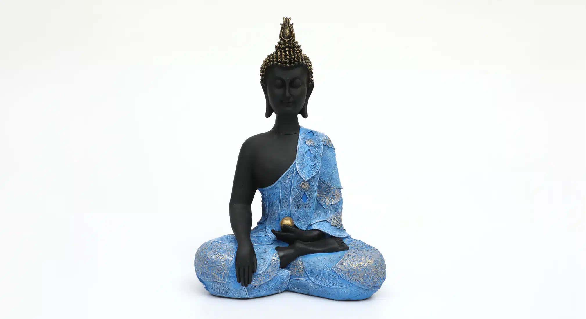Laddu Buddha Statue - Blue Black Polyresin Figurine Decor - Image 3