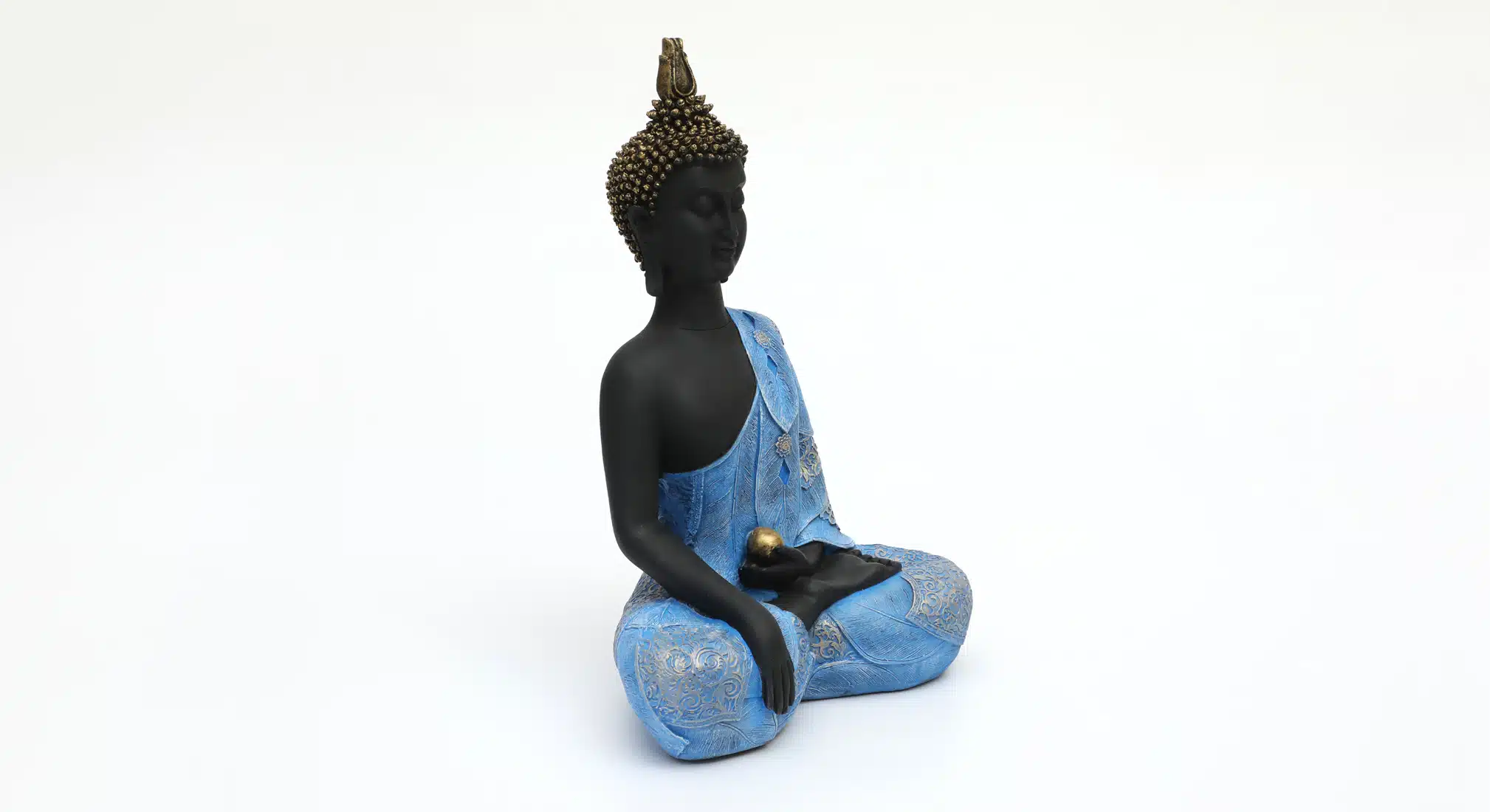 Laddu Buddha Statue - Blue Black Polyresin Figurine Decor - Image 4