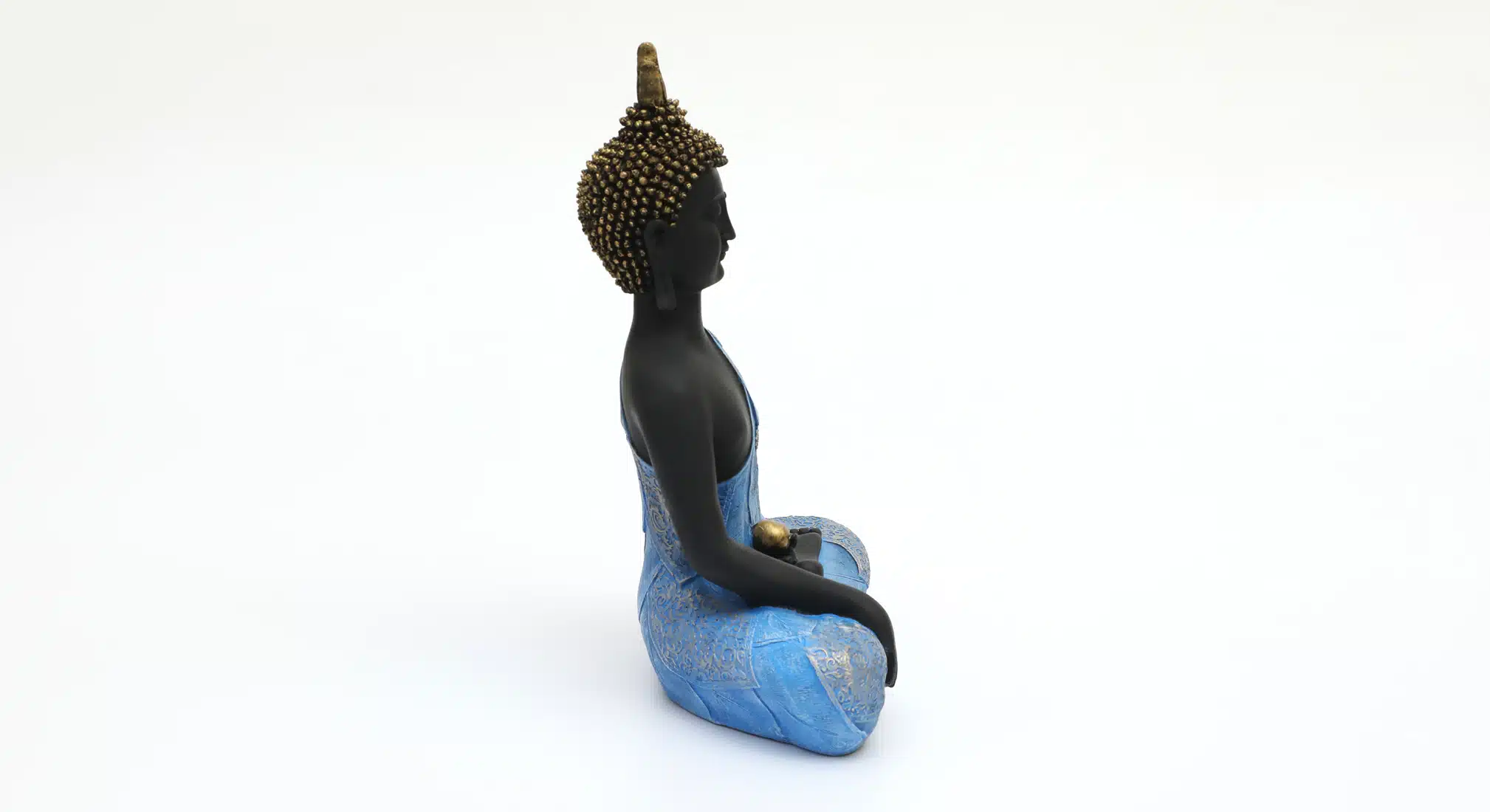 Laddu Buddha Statue - Blue Black Polyresin Figurine Decor - Image 5