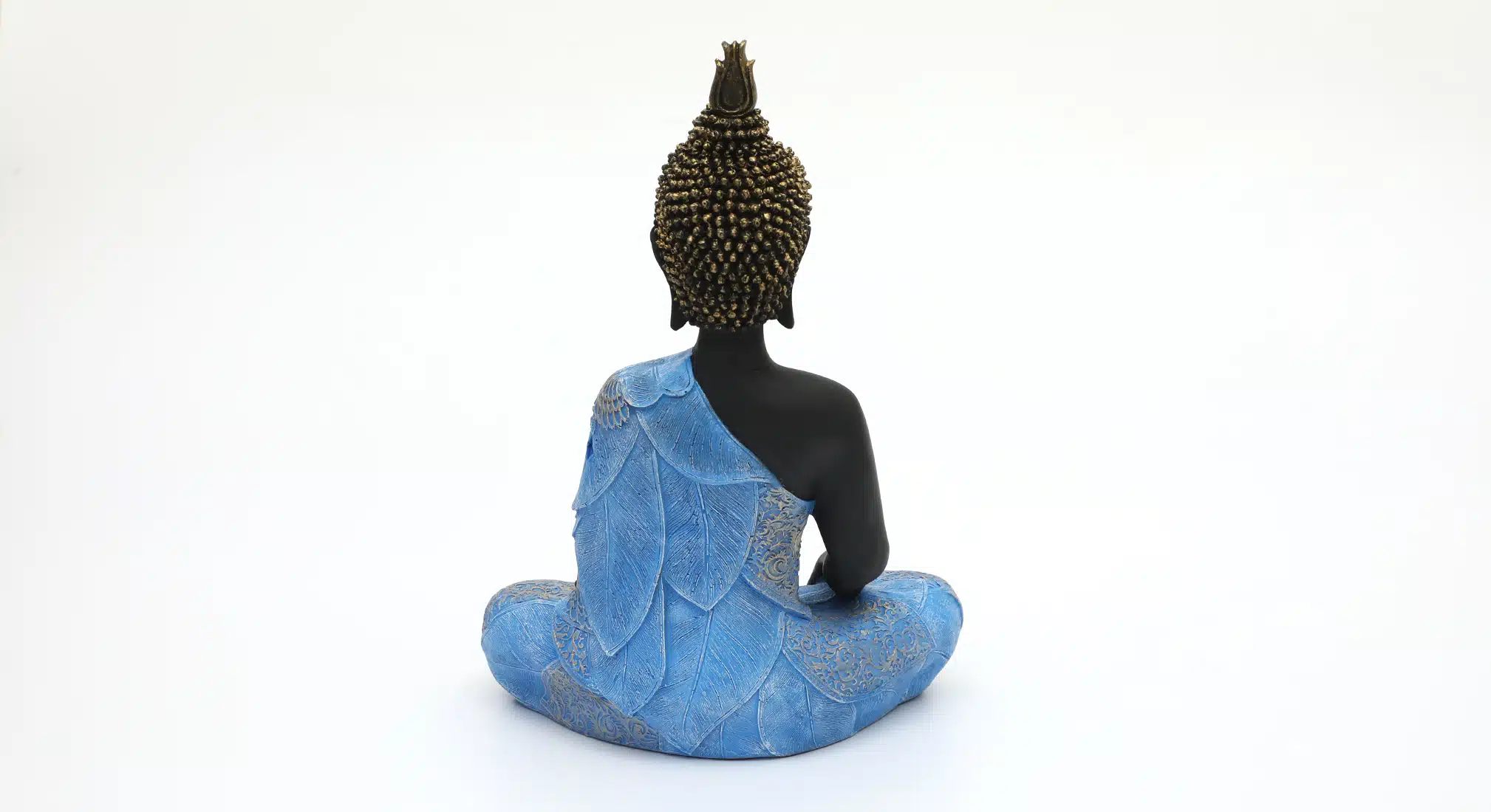Laddu Buddha Statue - Blue Black Polyresin Figurine Decor - Image 6