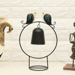Handpainted Metal Loving Birds with Bell Showpiece Table Decor