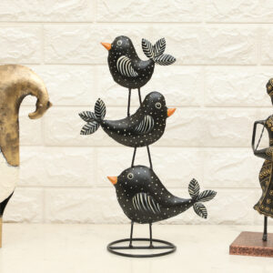 Handpainted Metal Dancing Birds Showpiece Table Decor