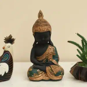 Meditating Monk Figurine - Justen Green Polyresin Showpiece
