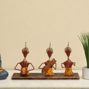 Metal & Wood Kioko Musician Set of 3 Figurine Showpiece Table Decor