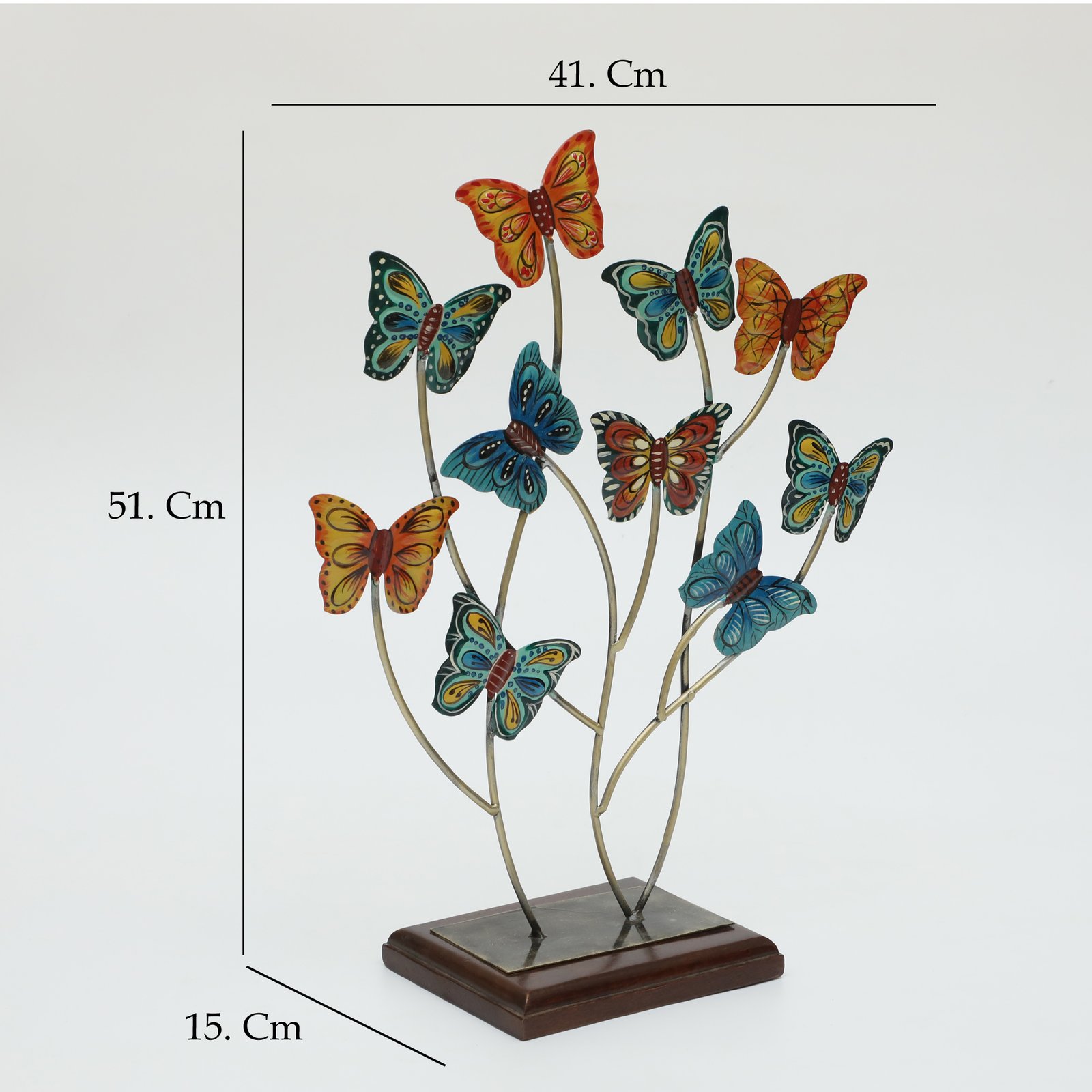 Metal & Wood Ceaser Butterflies Showpiece Table Decor - Image 2