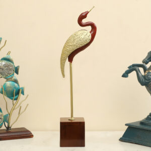 Metal & Wood Fabo Bird/1 Figurine Showpiece Table Decor